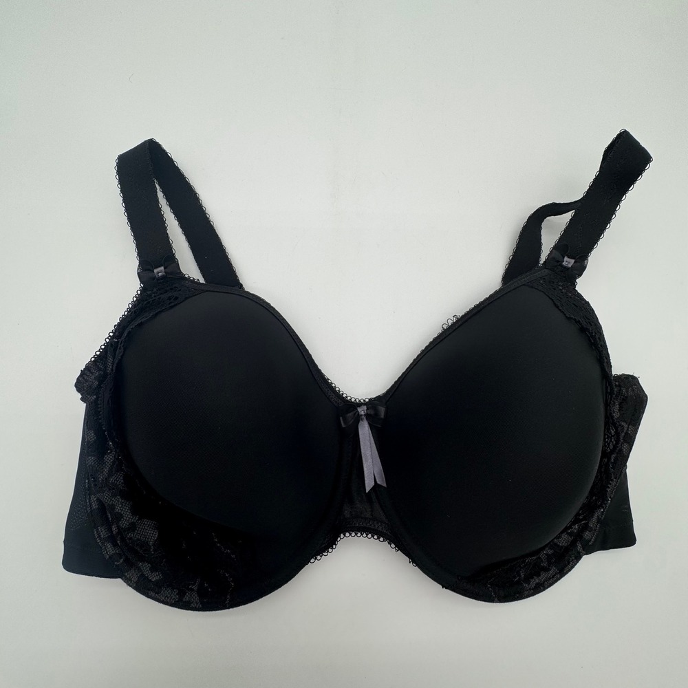 Elomi Black Underwire T-Shirt Bra Women's 38GG UK 38I US Molded Full Coverage
